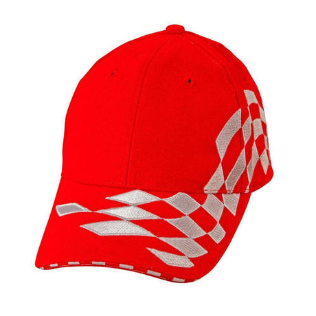Contrast Check & Sandwich Cap Hats Winning Spirit Red.White  