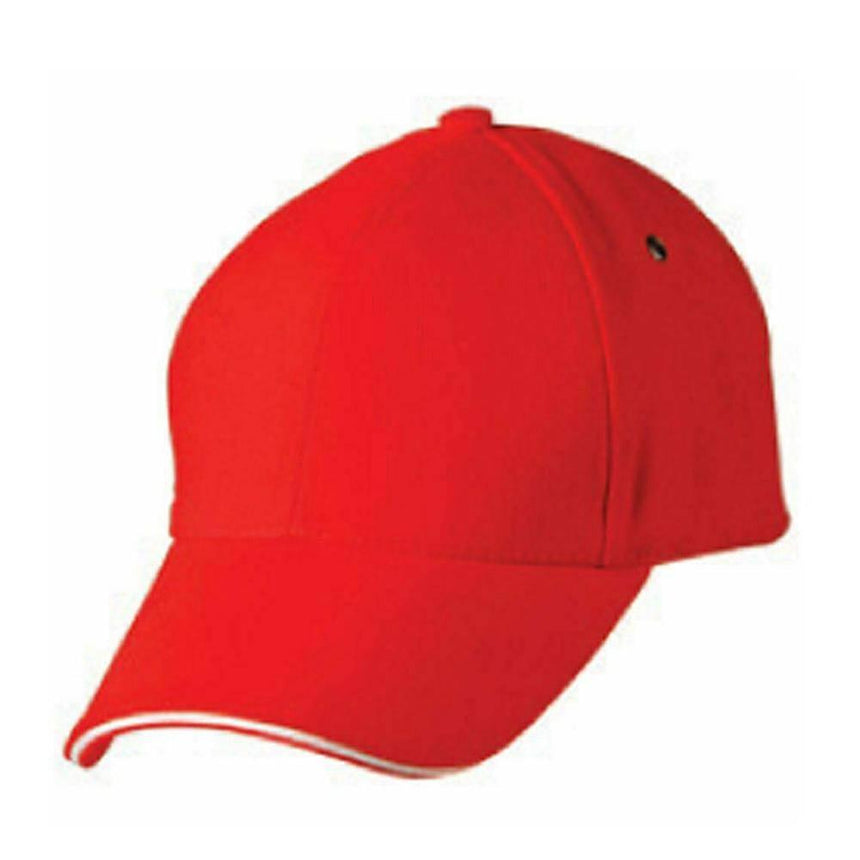 CH18 Sandwich Peak Cap Hats Winning Spirit Red.White