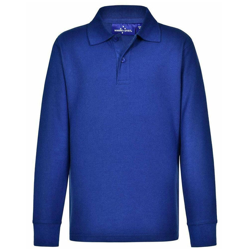 PS12K Kids Traditional Knit Long Sleeve Polo Polos Winning Spirit Royal 04K