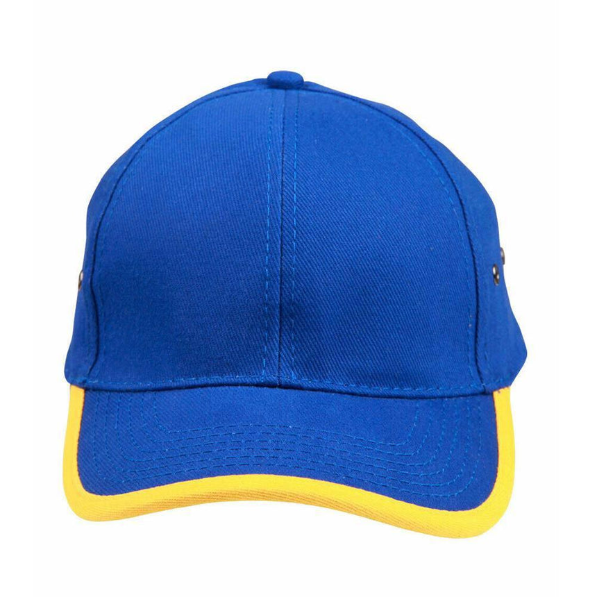 CH17 Peak & Back Trim Cap Hats Winning Spirit Royal.Gold