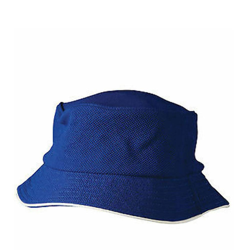 CH71 Pique Mesh With Sandwich Bucket Hat Hats Winning Spirit Royal/White