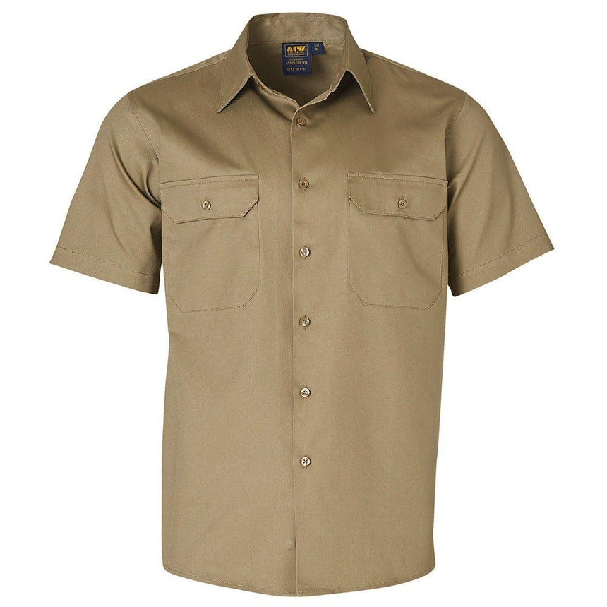 WT03 Cotton Drill Short Sleeve Work Shirt Shirts Winning Spirit S Khaki