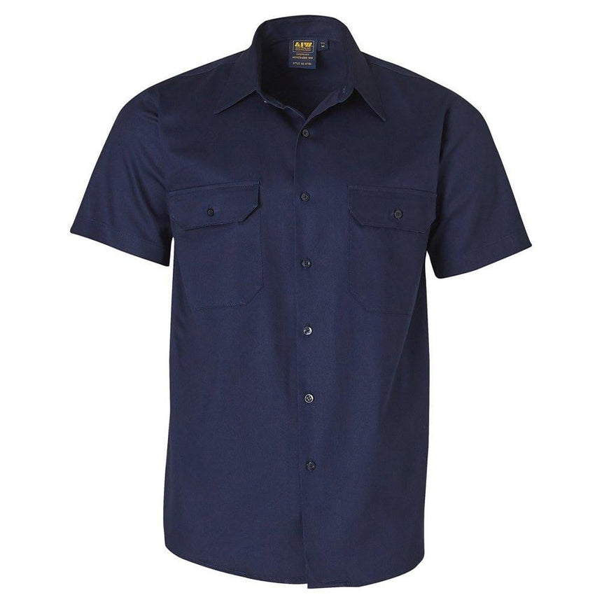 WT03 Cotton Drill Short Sleeve Work Shirt Shirts Winning Spirit S Navy