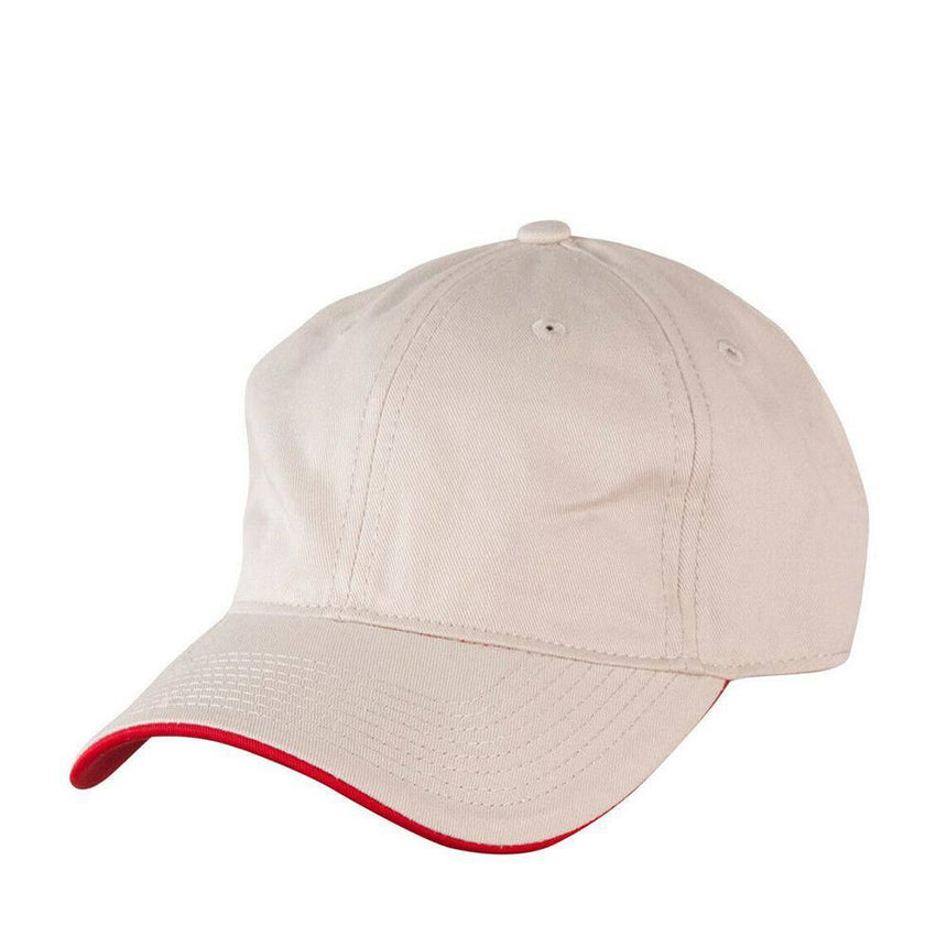 CH51 Underpeak Contrast Colour Cap Hats Winning Spirit Sand.Red