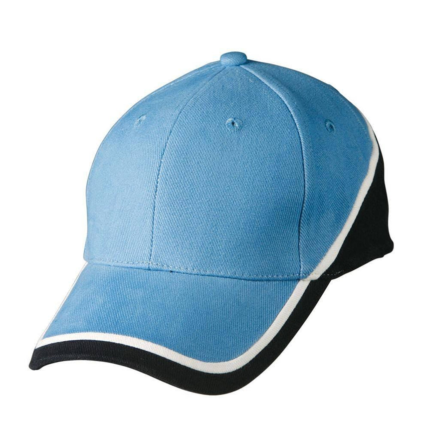 CH38 Tri Contrast Colours Cap Hats Winning Spirit Skyblue.White.Navy