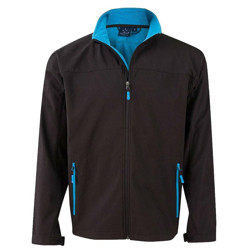 JK15 Rosewall Soft Shell Men's Jackets Winning Spirit Small Black / Cyan