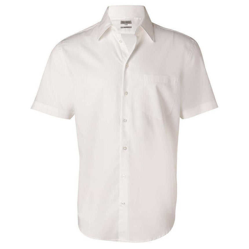 M7030S Men's Fine Twill Short Sleeve Shirt Shirts Winning Spirit White 38