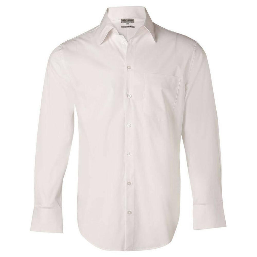 M7020L Men's Stretch Long Sleeve Shirt Shirts Winning Spirit White 38