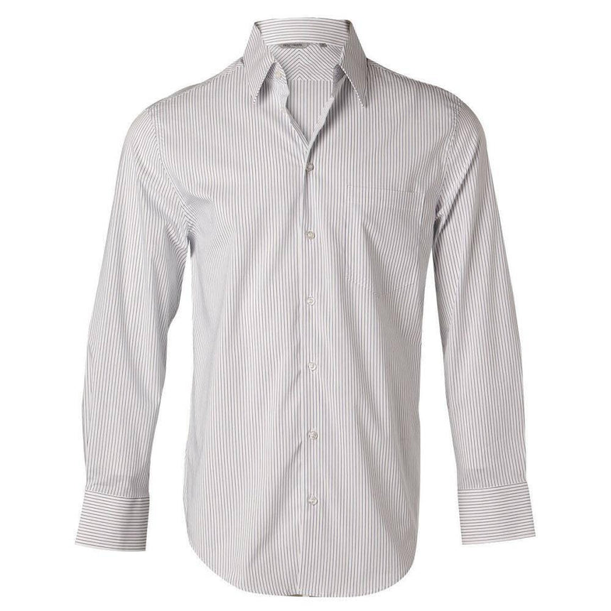 M7200L Men's Ticking Stripe Long Sleeve Shirt Shirts Winning Spirit White.Blue 38