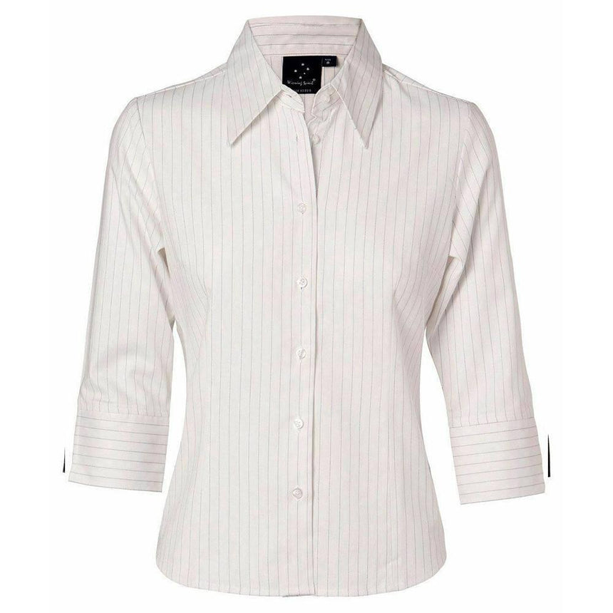 BS18 Pin Stripe Ladies Shirts Winning Spirit White.Charcoal 6