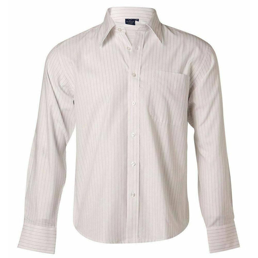 BS17 Pin Stripe Men's Shirts Winning Spirit White.Charcoal S