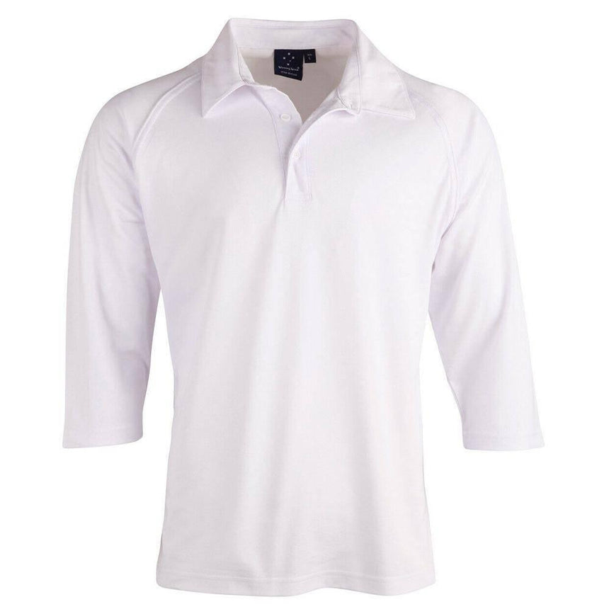 PS29Q Men's Cricket Polo 3/4 Sleeve Polos Winning Spirit White S