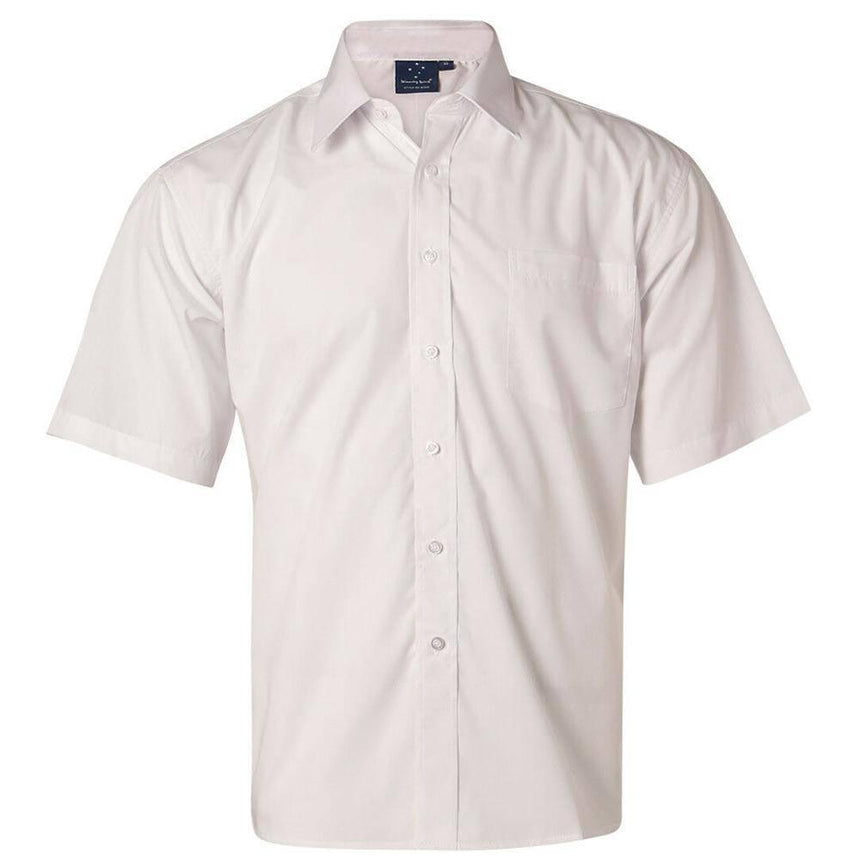 BS01S Men's Poplin Short Sleeve Business Shirt Short Sleeve Shirts Winning Spirit White S