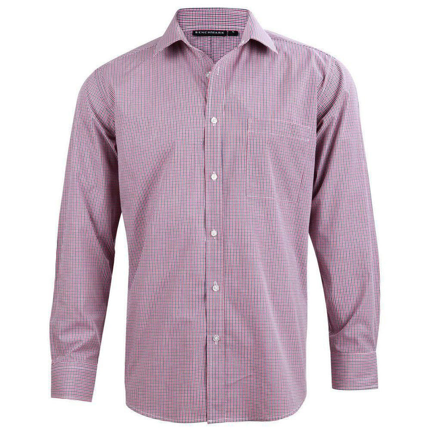 M7340L Men’s Two Tone Mini Gingham Long Sleeve Shirt Shirts Winning Spirit XS