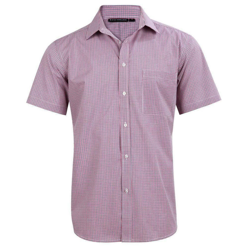 M7340S Men’s Two Tone Mini Gingham Short Sleeve Shirt Shirts Winning Spirit XS