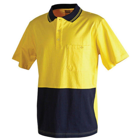 Cotton Jersey Two Tone Safety Polo Polos Winning Spirit Yellow.Navy S 