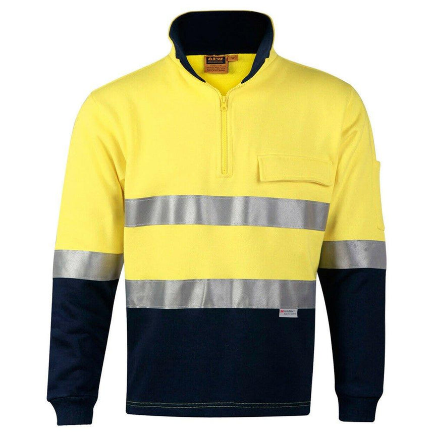 SW48 Hi-Vis Two Tone Cotton Fleece Sweat Sweaters Winning Spirit Yellow.Navy S