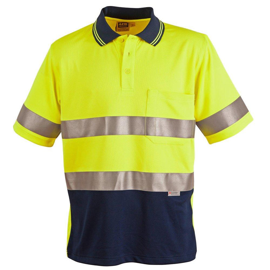 SW17A Short Sleeve Safety Polo Polos Winning Spirit Yellow.Navy S