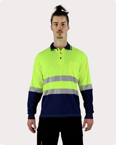 Hi Vis LS Taped Polo with Pocket 19YLT Polos Canura