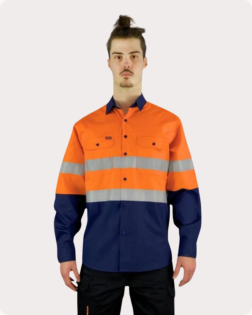 Hi Vis LS Taped Shirt With Pocket 7LDOT Shirts Canura