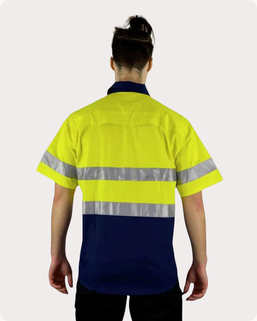 Hi Vis SS Taped Drill Work Shirt 7LDYST Shirts Canura