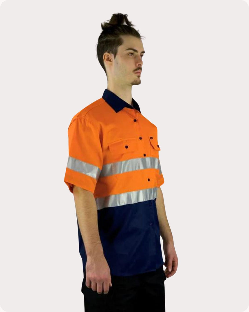 Hi Vis SS Taped Drill Work Shirt 7LDOST Shirts Canura