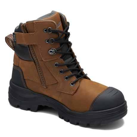 8066 Unisex Rotoflex Safety Boots - Saddle Brown Zip Up Boots Blundstone   