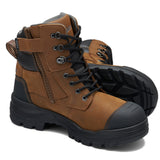 8066 Unisex Rotoflex Safety Boots - Saddle Brown Zip Up Boots Blundstone   