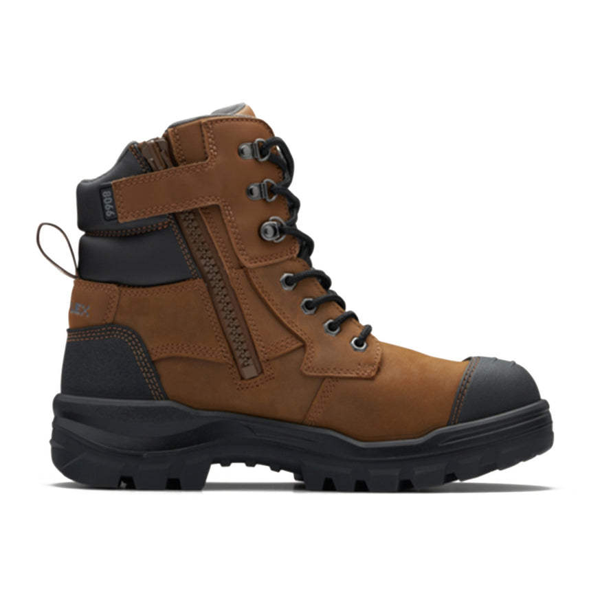 8066 Unisex Rotoflex Safety Boots - Saddle Brown Zip Up Boots Blundstone   