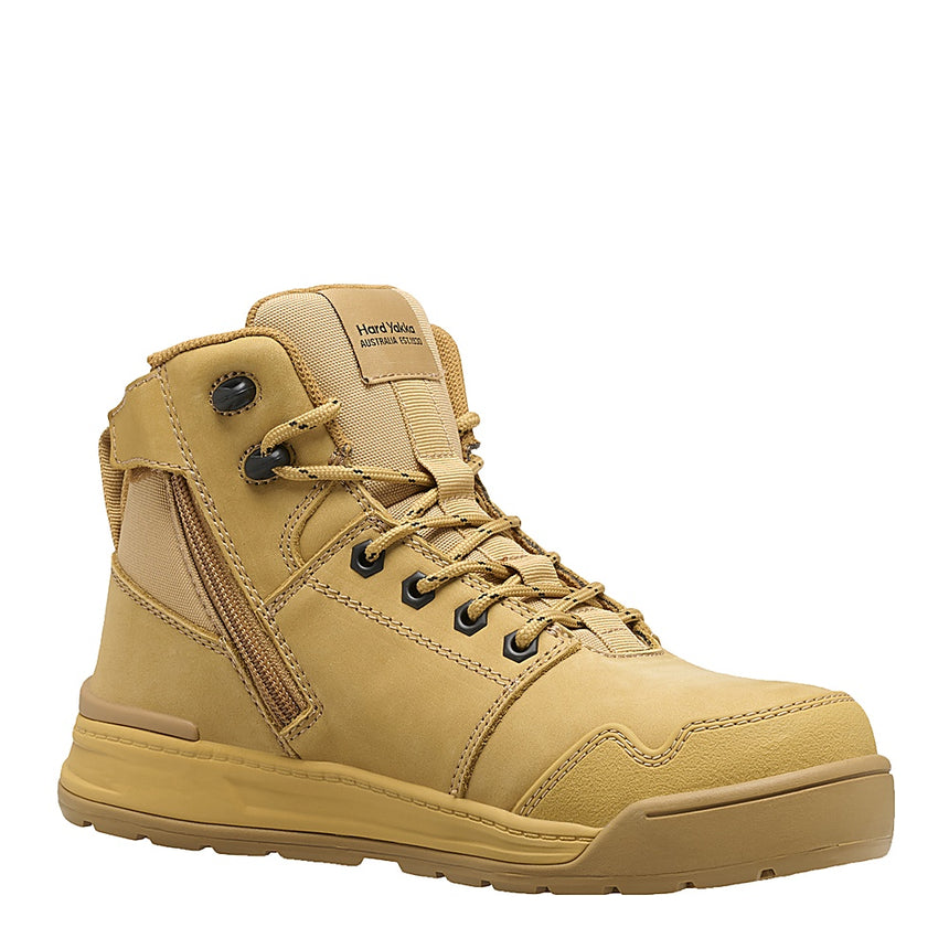 Evolution Women's 5" Steel Toe Safety Boot Lace Zip Boot Hard Yakka Wheat Ladies AU 5
