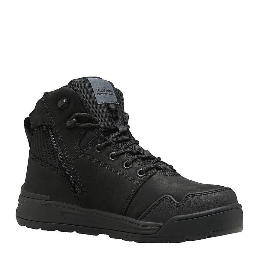 Evolution Women's 5" Steel Toe Safety Boot Lace Zip Boot Hard Yakka Black Ladies AU 5