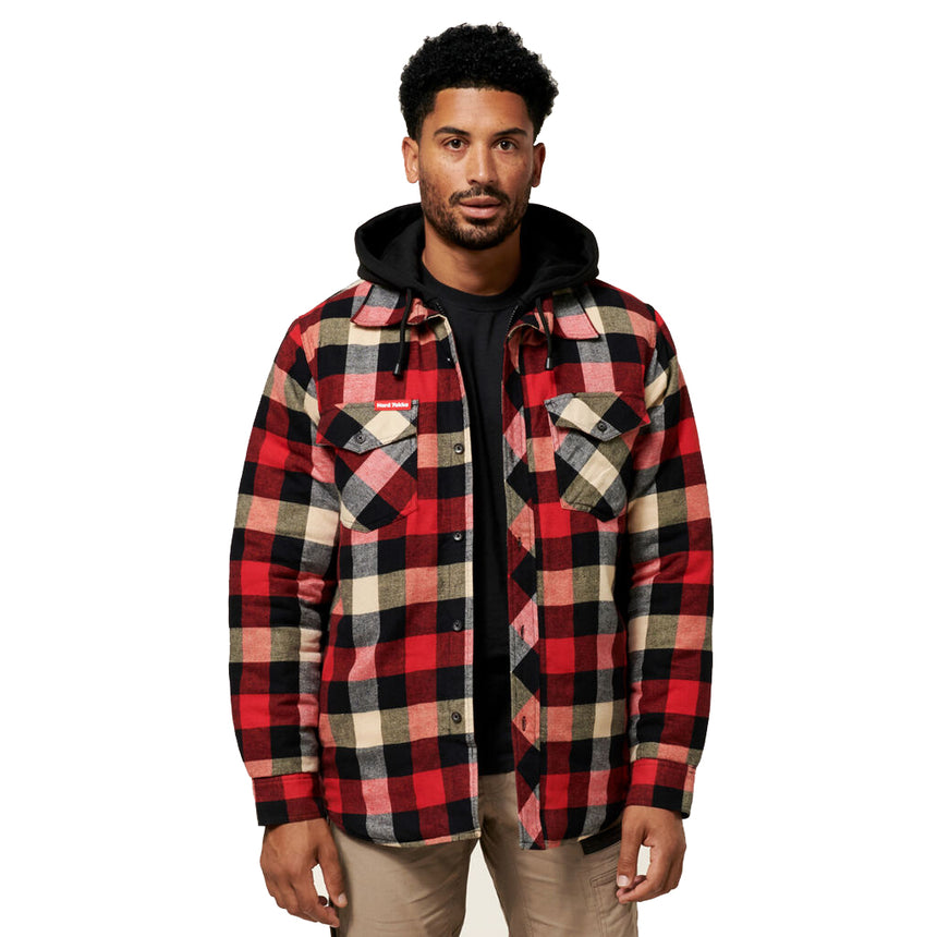The Quilted Shacket Jackets Hard Yakka Red S 