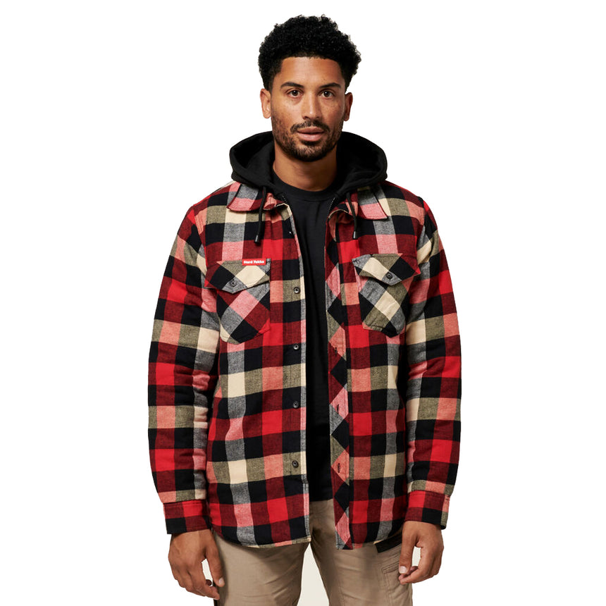 The Quilted Shacket Jackets Hard Yakka Red S