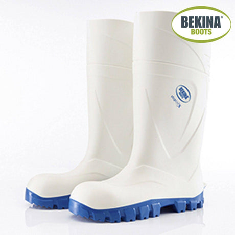 White Steplite X PU Safety Gumboots Gumboots Bekina   