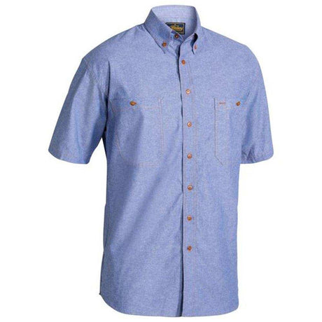 Chambray Short Sleeve Shirt Short Sleeve Shirts Bisley Blue XS 