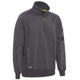 Work Fleece 1/4 Zip Pullover With Sherpa Lining Sweaters Bisley Charcoal XS 