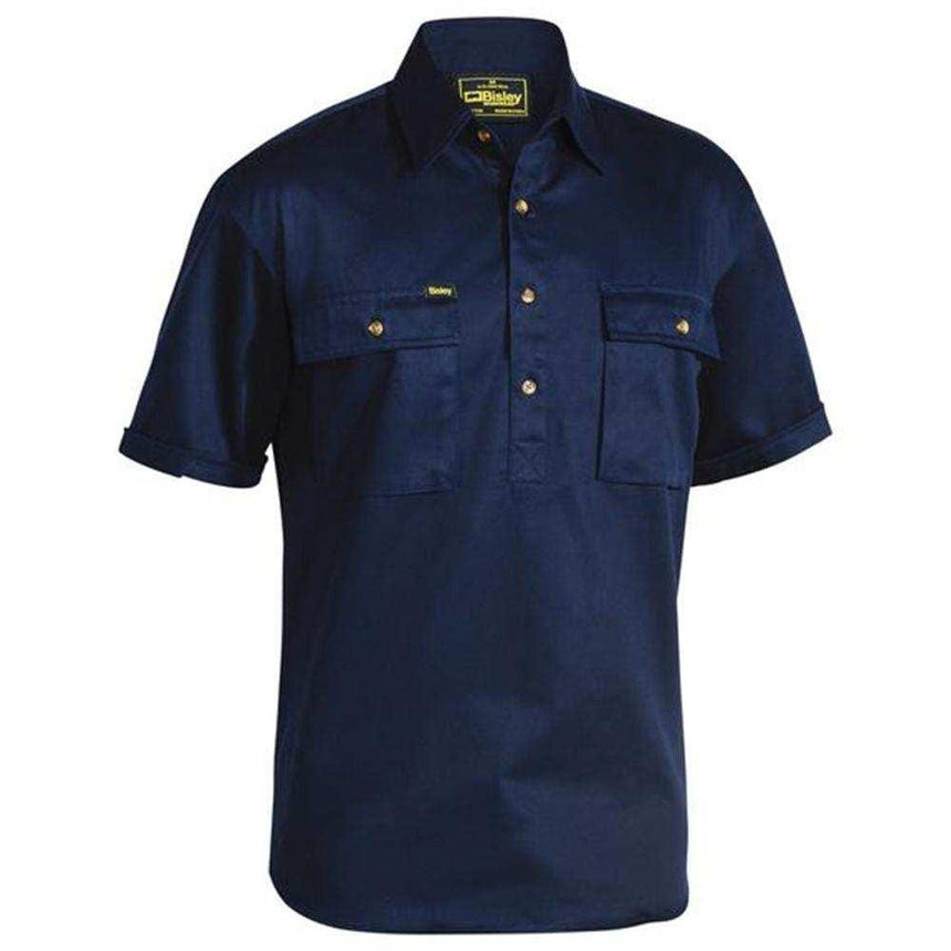 Closed Front Cotton Drill Short Sleeve Shirt Short Sleeve Shirts Bisley   