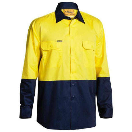 Hi Vis Cool Lightweight Drill Shirt Long Sleeve Shirts Bisley   