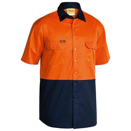 Hi Vis Cool Lightweight Drill Shirt Short Sleeve Shirts Bisley   