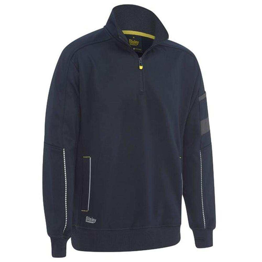 Work Fleece 1/4 Zip Pullover With Sherpa Lining Sweaters Bisley Navy XS 