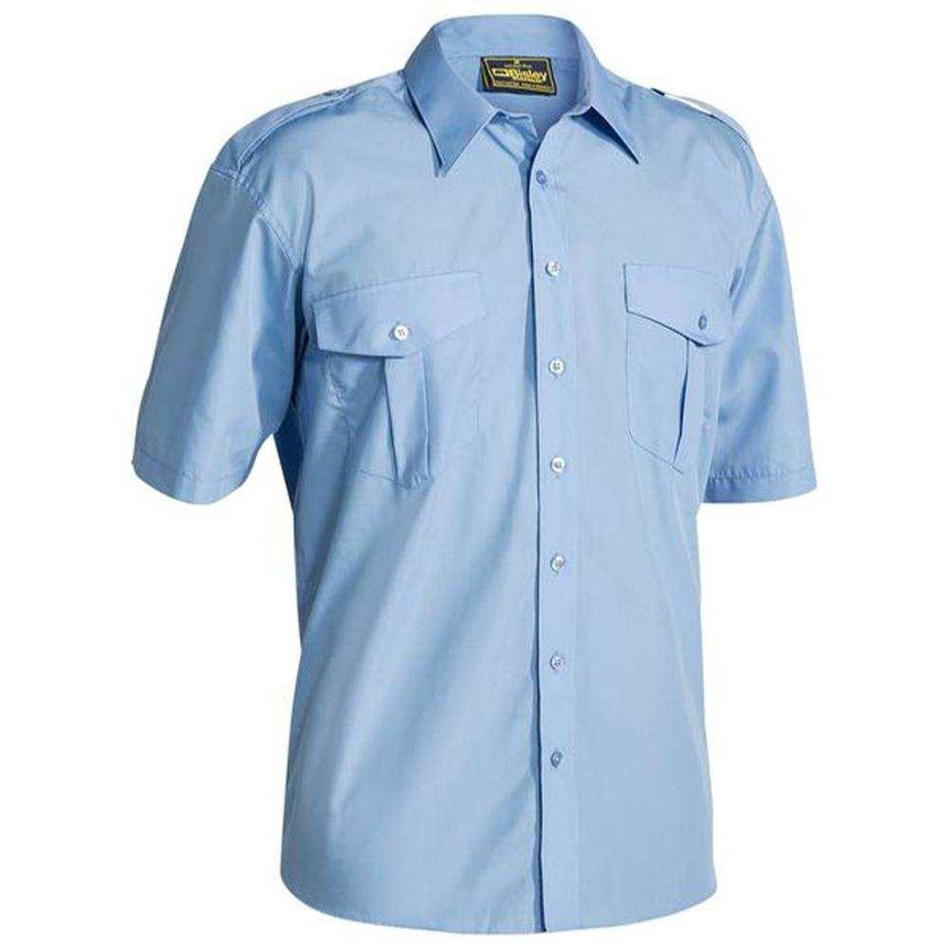 Epaulette Shirt Short Sleeve Shirts Bisley Sky XS 