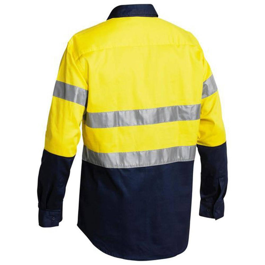 Taped Hi-Vis Closed Front Drill Shirt Long Sleeve Shirts Bisley   