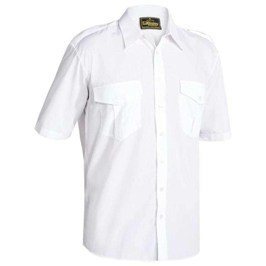 Epaulette Shirt Short Sleeve Shirts Bisley White XS 