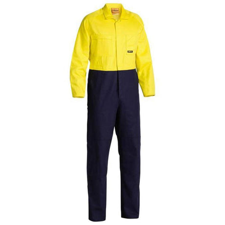 Hi-Vis Drill Coverall BC6357 Overalls Bisley Yellow/Navy Regular 77R