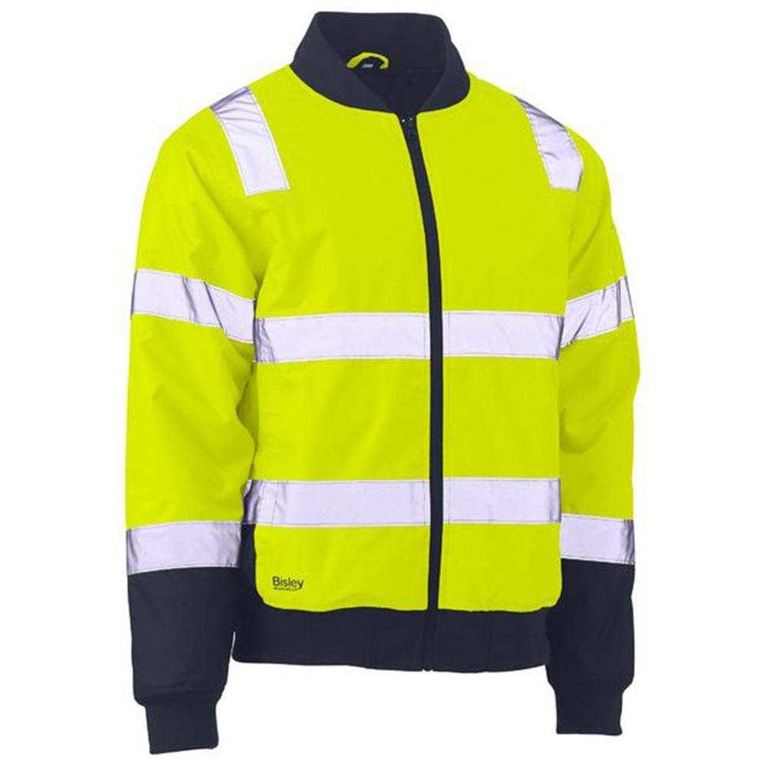 Taped Two Tone Hi-Vis Bomber Jacket With Padded Lining Jackets Bisley Yellow/Navy XS 