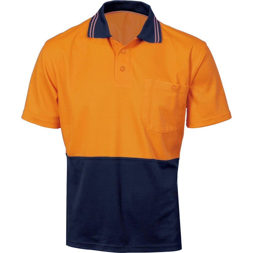 Hi Vis Poly Short Sleeve Polo Polos Canura Navy/Orange XS 
