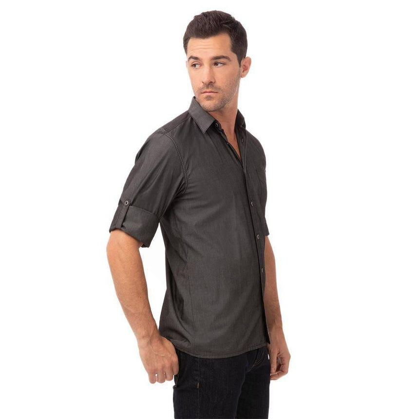 Detroit Long Sleeve Denim Shirt Chef Shirts Chef Works XS Black 