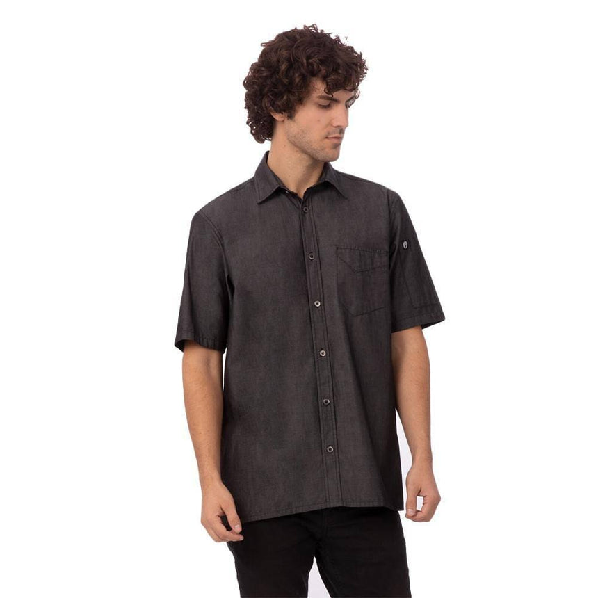 Detroit Short Sleeve Denim Shirt Chef Shirts Chef Works XS Black 