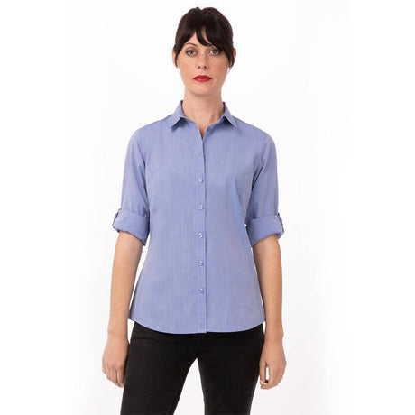 Women's Modern Chambray Dress Shirt Chef Shirts Chef Works XS Blue 
