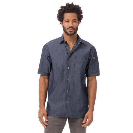 Detroit Short Sleeve Denim Shirt Chef Shirts Chef Works XS Indigo Blue 